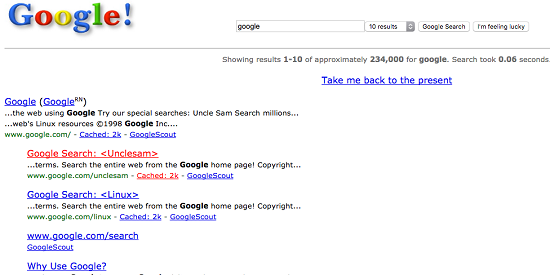 جوجل في الماضي