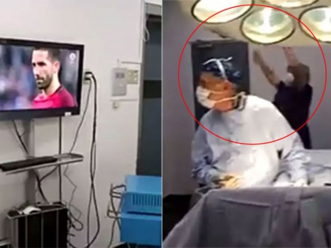 طبيب يشاهد مباراة اثناء قيامه بعملية جراحية طبيب يشاهد مباراة اثناء قيامه بعملية جراحية