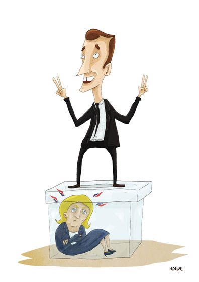 كاريكاتير ساخر عن فوز ماكرون فى الانتخابات