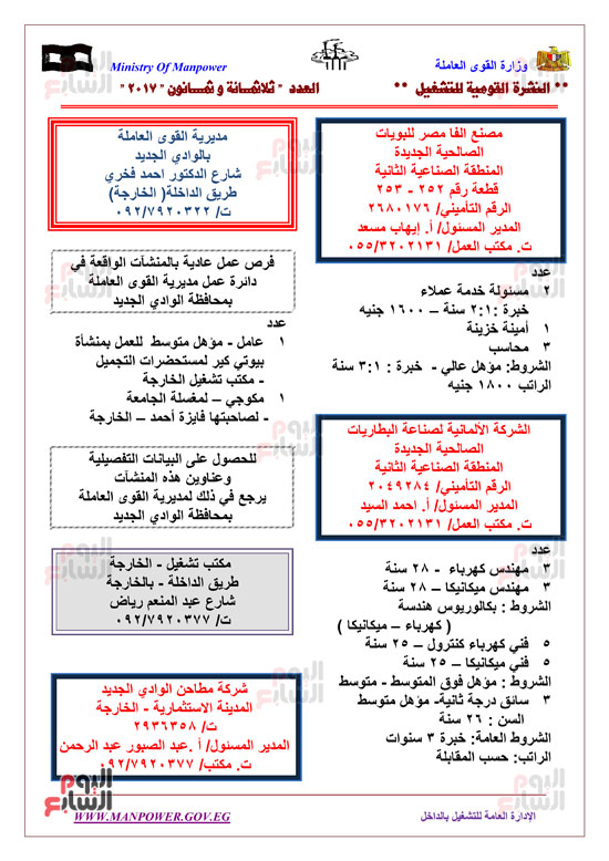 قائمة بـ3454 فرصة عمل متوفرة حتى نهاية سبتمبر (6)