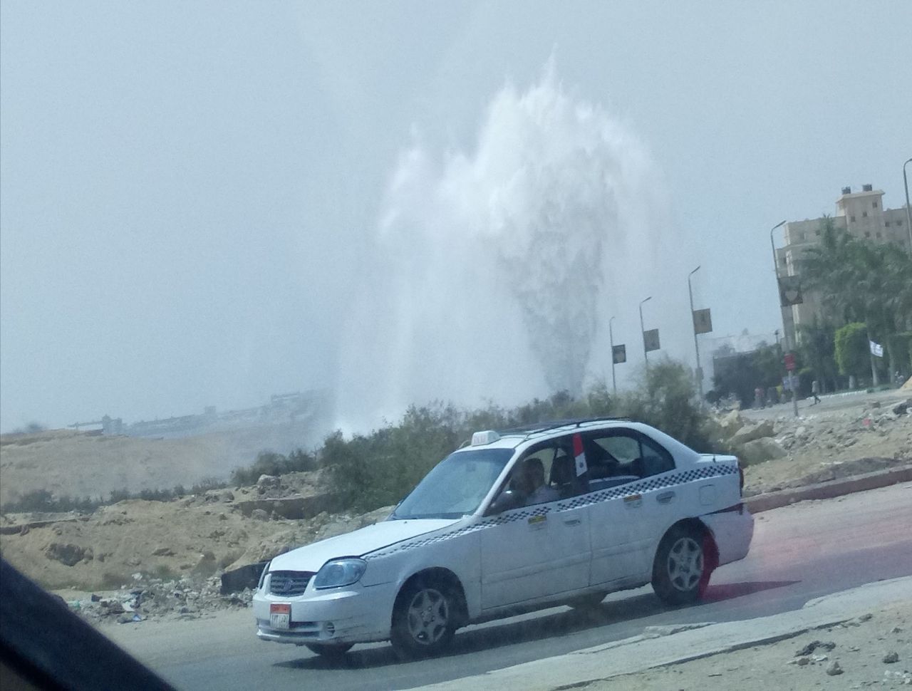 انفجار ماسورة مياه فى زهراء المعادى