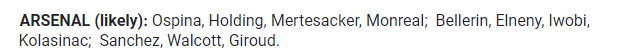 التشكيل المتوقع لفريق أرسنال في مباراة اليوم