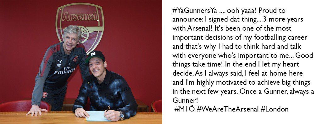 اوزيل يحتفل بالتجديد مع ارسنال