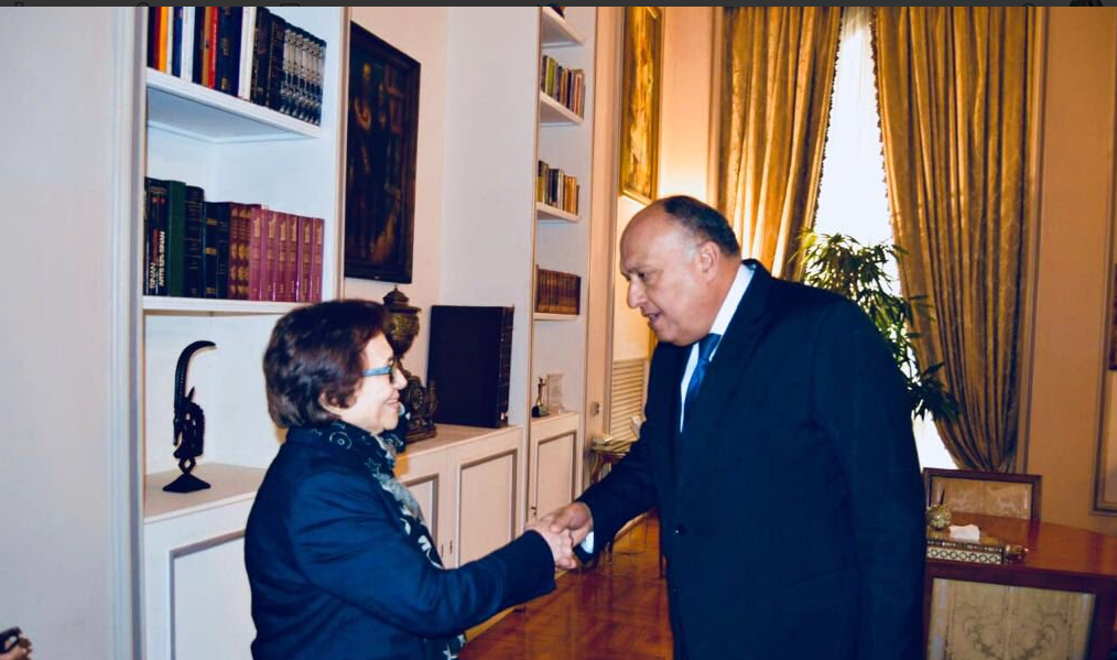 سامح شكرى يستقبل جميلة بوحيرد