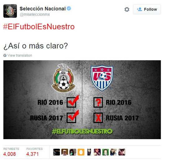 تغريدة حساب المكسيك للسخرية من الولايات المتحدة  -اليوم السابع -10 -2015