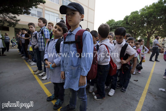 الطلاب السوريين أثناء الطابور المدرسي -اليوم السابع -10 -2015