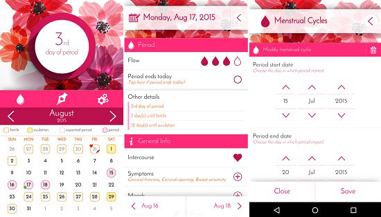 	Period Calendar, Cycle Tracker -اليوم السابع -10 -2015