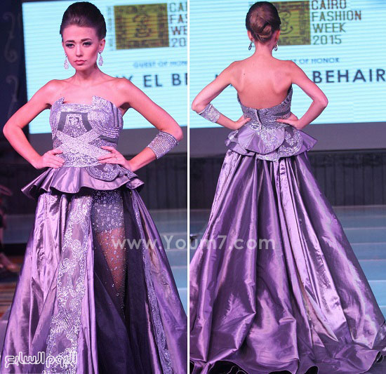 فستان من تصميم هانى البحيرى مرصع بالاسترس اللامع -اليوم السابع -10 -2015