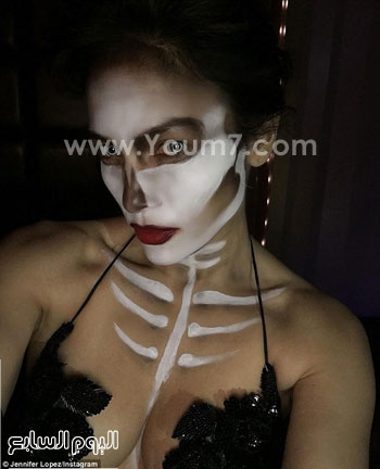  جنيفر لوبيز بمكياج الهياكل العظمية -اليوم السابع -11 -2015
