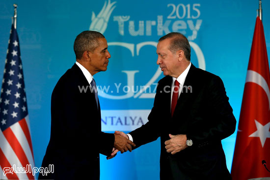 أردوغان يصافح الرئيس الأمريكى باراك أوباما  -اليوم السابع -11 -2015