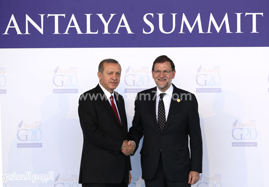 أردوغان برفقة رئيس الوزراء الإسبانى ماريانو راخوى  -اليوم السابع -11 -2015