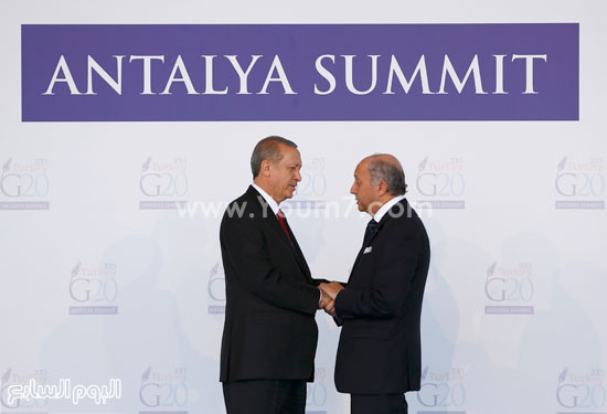أردوغان يرحب بوزير الخارجية الفرنسى لوران فابيوس -اليوم السابع -11 -2015