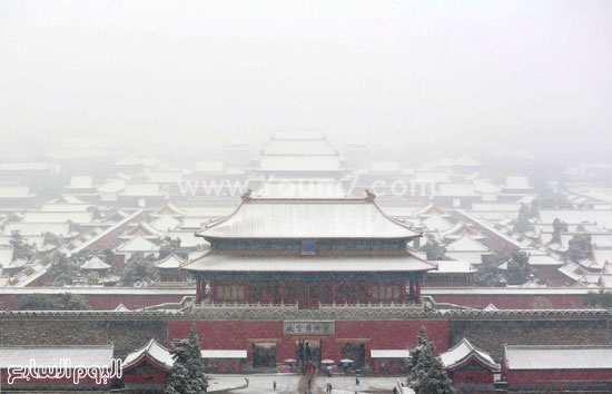 تساقط الثلوج فى العاصمة الصينية بكين -اليوم السابع -11 -2015