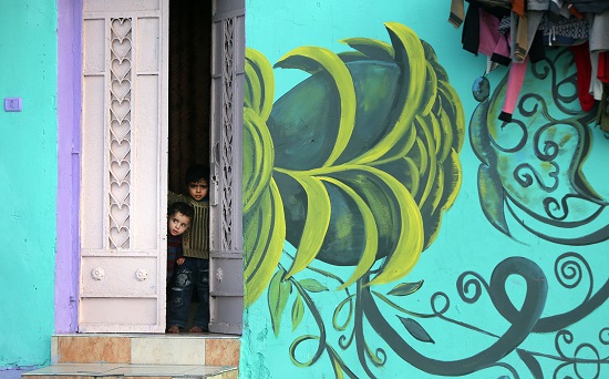 لوحة فنية رائعة على أحد البيوت الفلسطينية -اليوم السابع -12 -2015
