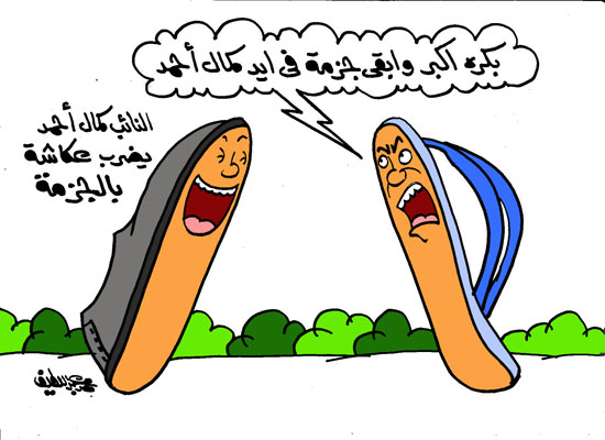 تنكيس-علم-إسرائيل-بعد-ضرب-توفيق-عكاشة-بالحذاء-فى-كاريكاتير-اليوم-السابع-(3)