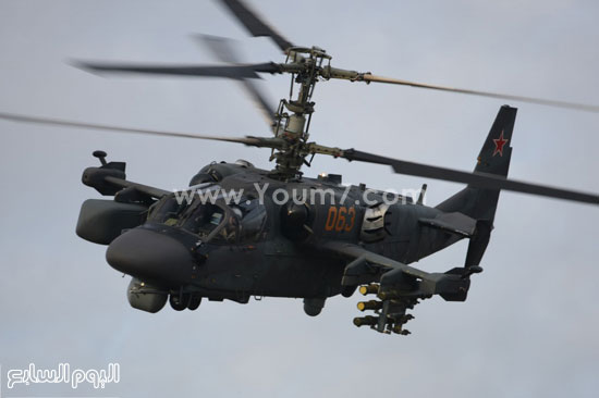 	المروحية الروسية كا 52 التمساح تحمل الصاروخ Ataka المنافس للهيل فاير -اليوم السابع -4 -2015