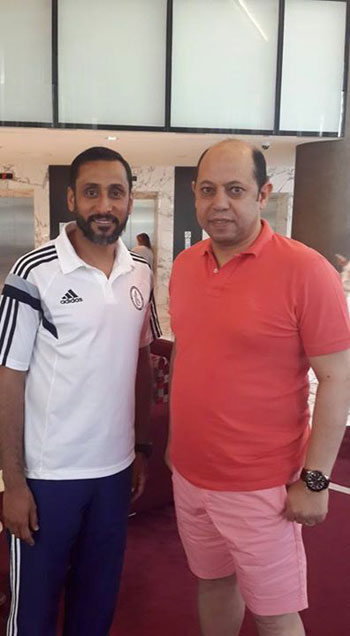 أحمد سليمان  مع إسماعيل مطر نجم الكرة الإماراتية -اليوم السابع -4 -2015