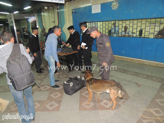 الكلاب البوليسية تتواجد فى المحطات  -اليوم السابع -4 -2015