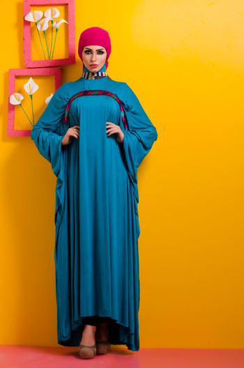 فستان تراثى فيروزى اللون -اليوم السابع -4 -2015
