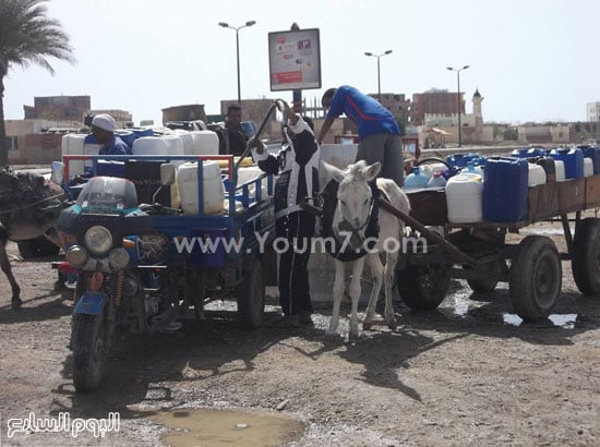  ازدحام حول مكان ملء جراكن المياه بالقصير -اليوم السابع -4 -2015