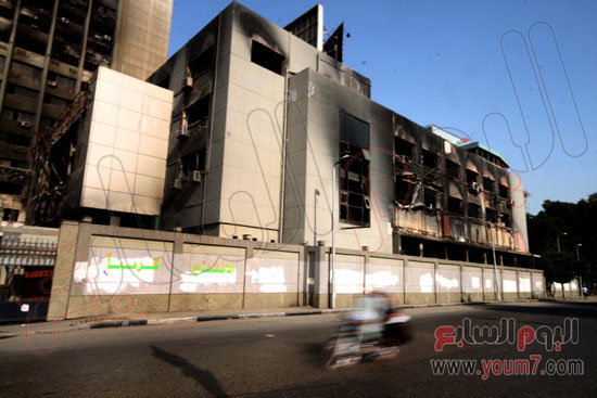 أثار حريق المقر الرئيسى للحزب الوطنى المنحل بكورنيش النيل -اليوم السابع -4 -2015