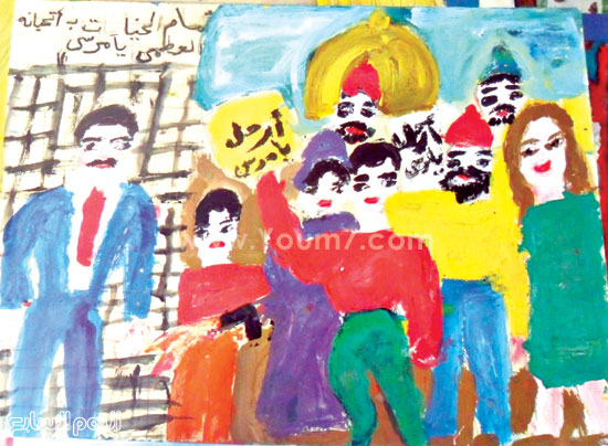مريضة ترسم لوحة تطالب بإعدام مرسى -اليوم السابع -4 -2015