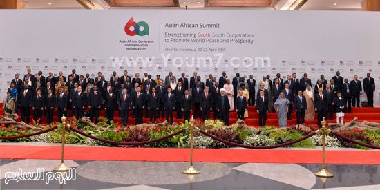 محلب وملك الأردن وعدد من رؤساء الدول والوفود المشاركة فى القمة الأفروآسيوية -اليوم السابع -4 -2015