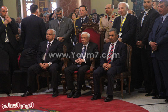 	محافظ القاهرة والرئيس اليونانى أثناء حفل الافتتاح -اليوم السابع -4 -2015