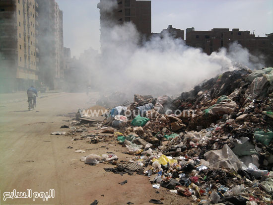 الروائح الكريهة وأدخنة حرق المخلفات تلوث هواء شارع ترعة المجنونة بأرض اللواء -اليوم السابع -4 -2015