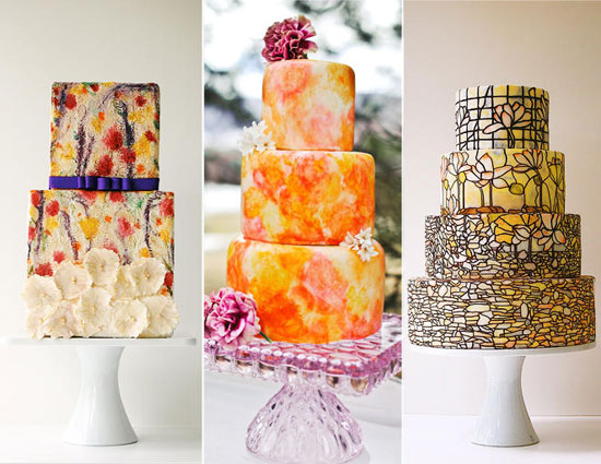 الألوان والأشكال الهندسية تضيف لمسة عصرية على كعكة الزفاف -اليوم السابع -4 -2015