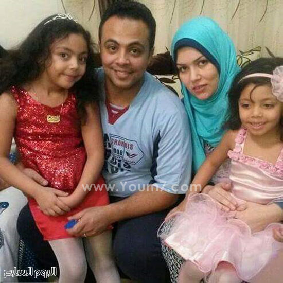  الشهيد مع زوجته وابنتيه جميلة وجنة -اليوم السابع -4 -2015