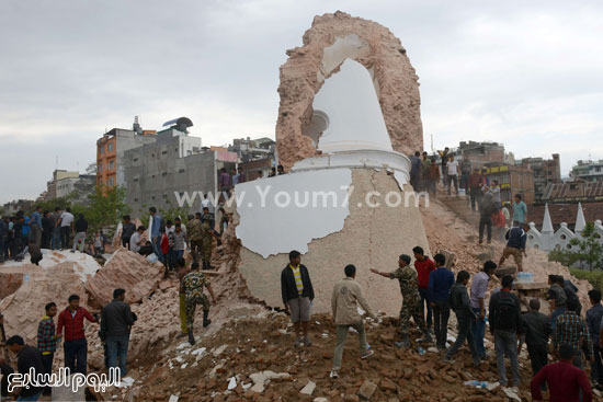 	آثار الدمار فى المدينة المنكوبة بالزلزال فى نيبال -اليوم السابع -4 -2015
