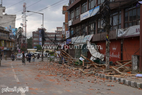 آثار الدمار فى المدينة المنكوبة بالزلزال فى نيبال -اليوم السابع -4 -2015