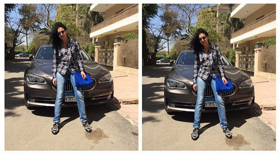 غادة عبد الرازق تظهر برشاقة ساحرة بجانب سيارتها -اليوم السابع -4 -2015