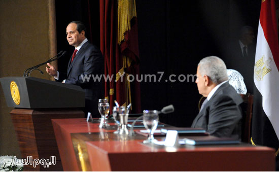  جانب من كلمة الرئيس السيسى بحضور رئيس الحكومة -اليوم السابع -4 -2015