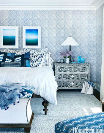  الأبيض والأزرق مزيج مثالى فى غرف النوم الحديثة -اليوم السابع -4 -2015