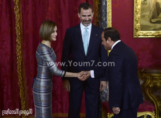 ملكة إسبانيا ترحب بالسيسى  -اليوم السابع -4 -2015