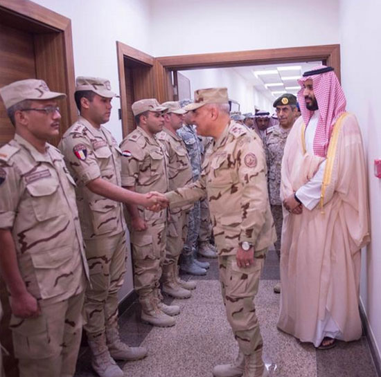 	الفريق صدقى صبحى اثناء مصافحة المصريين في السعودية -اليوم السابع -4 -2015