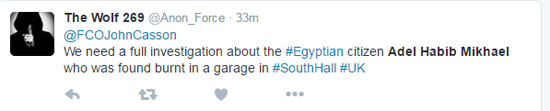 مدونو تويتر يطالبون السفير البريطانى بالقاهرة بكشف غموض مقتل حبيب المصرى (1)