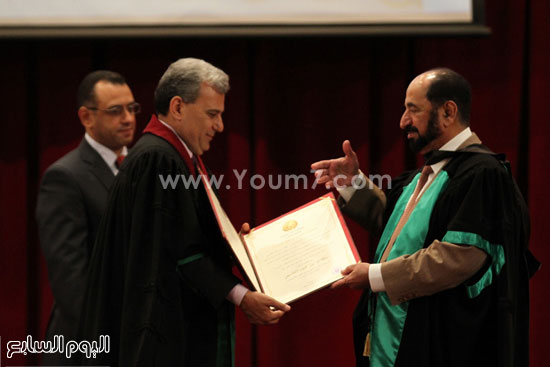  شهادة الدكتوراه الفخرية من جامعة القاهرة لحاكم الشارقة -اليوم السابع -5 -2015