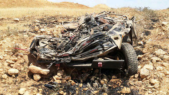 سيارة تم استهدافها بصواريخ الرمح الجديدة -اليوم السابع -5 -2015