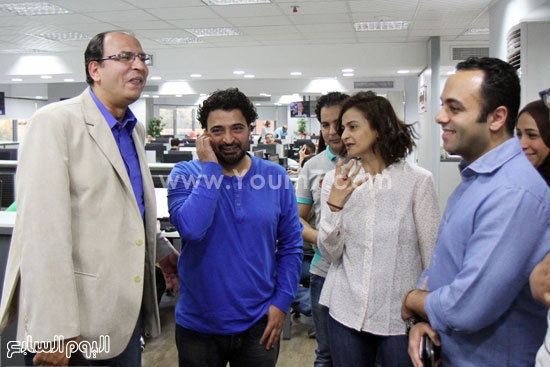 حميد مع عادل السنهورى وعلا الشافعى رئيس قسم الفن والزميل أحمد أبو اليزيد -اليوم السابع -5 -2015