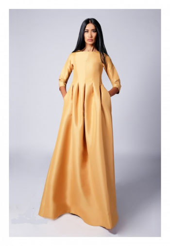 فستان بسيط التصميم من التفتا الصفراء  -اليوم السابع -5 -2015