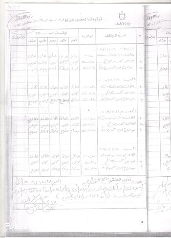 صورة أخرى ويظهر فيها اسم المؤذن وتوقيعه  -اليوم السابع -5 -2015