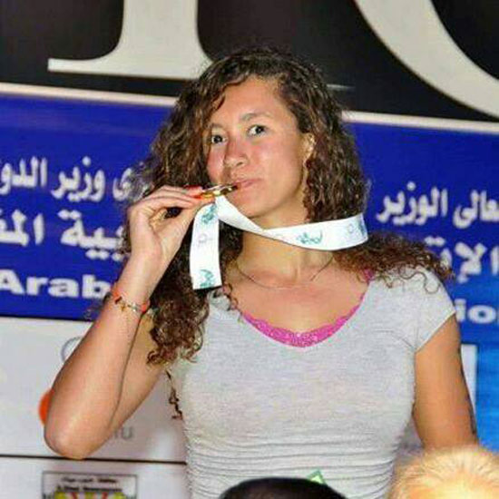 فاطمة هجرس بعد الفوز بذهبية البطولة العربية  -اليوم السابع -5 -2015