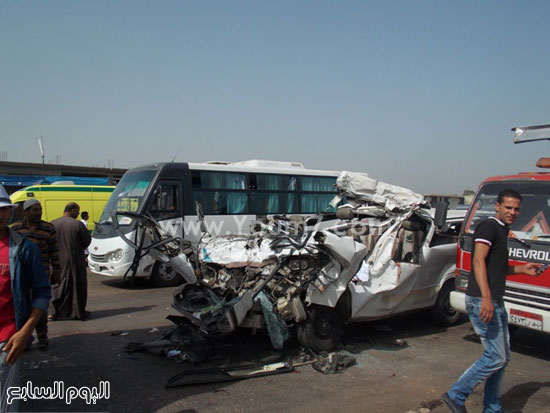 	جانب من حادث التصادم على الطريق الزراعى -اليوم السابع -5 -2015