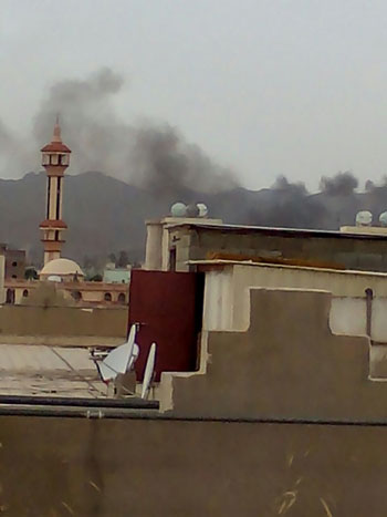 صورة ثانية لآثار قذائف الحوثيين -اليوم السابع -5 -2015