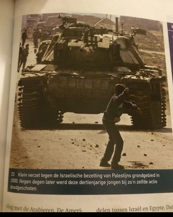  	صورة لطفل فلسطينى يقاوم الاحتلال الإسرائيلى منشورة فى الكتب الهولندية -اليوم السابع -5 -2015