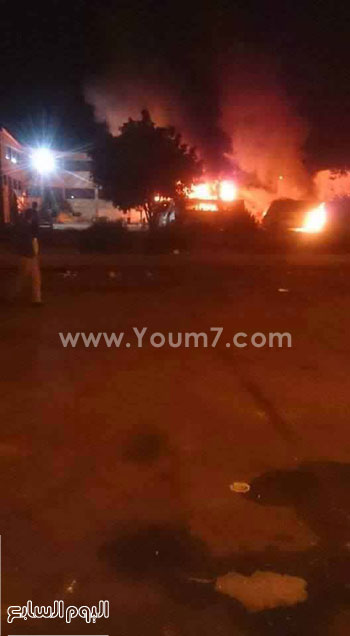الحريق يلتهم أحدى أتوبيسات المرفق الداخلى لمدينة الإسماعيلية -اليوم السابع -5 -2015