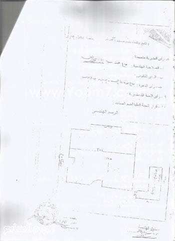 	الرسم الهندسى الأول للمسجد فور الإنشاء -اليوم السابع -5 -2015